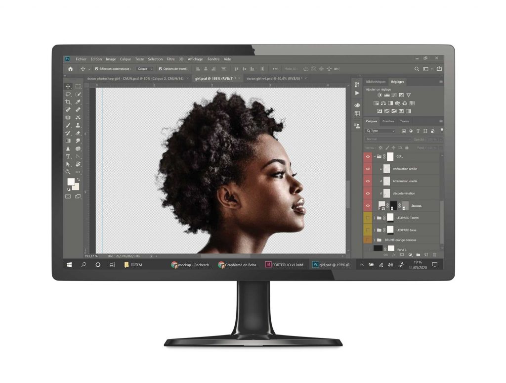 visage et cheveux détourés